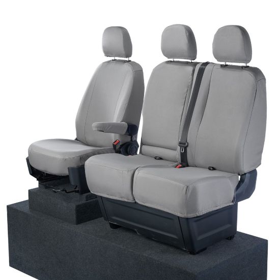 Picture of UK Custom Covers MAN TGE Front Seat Covers Cotton-Backed (2017 Onwards) Grey - With Folding Middle Seat | SC308G