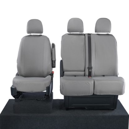 Picture of UK Custom Covers MAN TGE Front Seat Covers Cotton-Backed (2017 Onwards) Grey - With Folding Middle Seat | SC308G