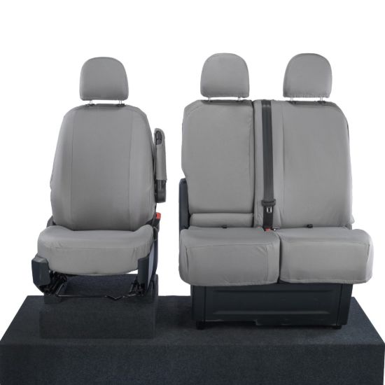 Picture of UK Custom Covers MAN TGE Front Seat Covers Cotton-Backed (2017 Onwards) Grey - With Folding Middle Seat | SC308G