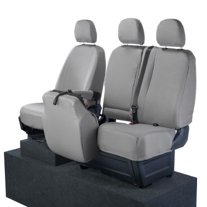 Picture of UK Custom Covers MAN TGE Front Seat Covers Cotton-Backed (2017 Onwards) Grey - With Folding Middle Seat | SC308G
