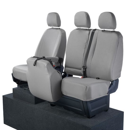 Picture of UK Custom Covers MAN TGE Front Seat Covers Cotton-Backed (2017 Onwards) Grey - With Folding Middle Seat | SC308G