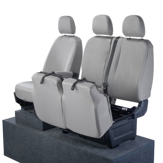Picture of UK Custom Covers MAN TGE Front Seat Covers Cotton-Backed (2017 Onwards) Grey - With Folding Middle Seat | SC308G