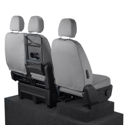 Picture of UK Custom Covers MAN TGE Front Seat Covers Cotton-Backed (2017 Onwards) Grey - With Folding Middle Seat | SC308G
