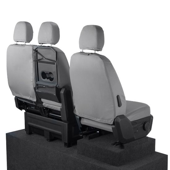 Picture of UK Custom Covers MAN TGE Front Seat Covers Cotton-Backed (2017 Onwards) Grey - With Folding Middle Seat | SC308G