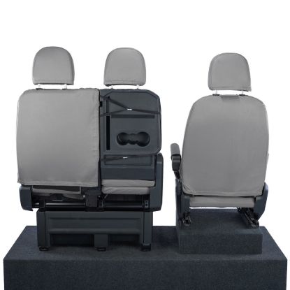 Picture of UK Custom Covers MAN TGE Front Seat Covers Cotton-Backed (2017 Onwards) Grey - With Folding Middle Seat | SC308G