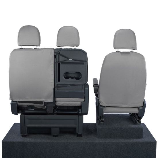 Picture of UK Custom Covers MAN TGE Front Seat Covers Cotton-Backed (2017 Onwards) Grey - With Folding Middle Seat | SC308G