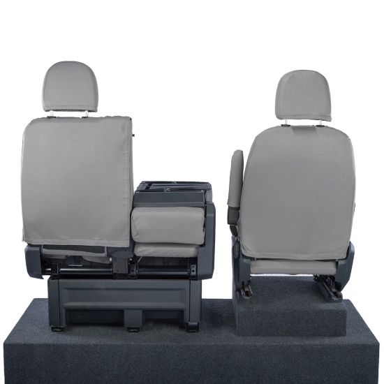 Picture of UK Custom Covers MAN TGE Front Seat Covers Cotton-Backed (2017 Onwards) Grey - With Folding Middle Seat | SC308G