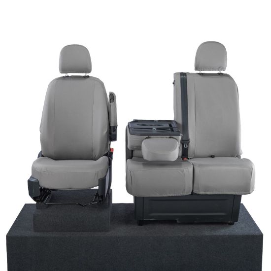 Picture of UK Custom Covers MAN TGE Front Seat Covers Cotton-Backed (2017 Onwards) Grey - With Folding Middle Seat | SC308G