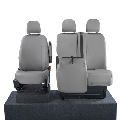 Picture of UK Custom Covers MAN TGE Front Seat Covers Cotton-Backed (2017 Onwards) Grey - With Folding Middle Seat | SC308G