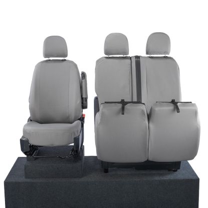 Picture of UK Custom Covers MAN TGE Front Seat Covers Cotton-Backed (2017 Onwards) Grey - With Folding Middle Seat | SC308G