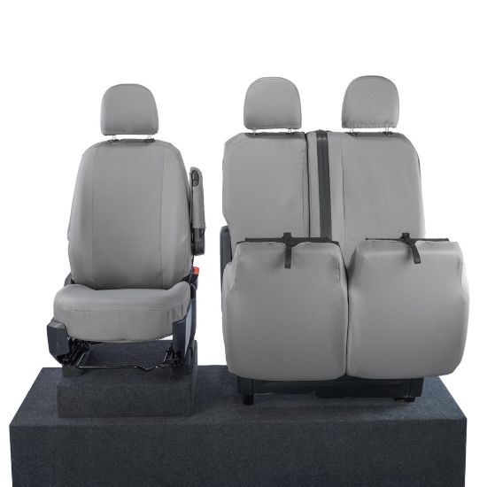 Picture of UK Custom Covers MAN TGE Front Seat Covers Cotton-Backed (2017 Onwards) Grey - With Folding Middle Seat | SC308G