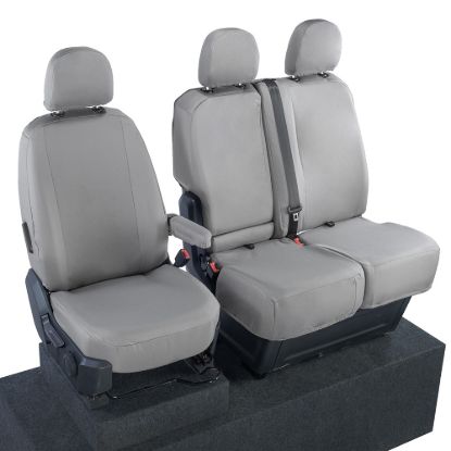 Picture of UK Custom Covers VW Crafter Cotton-Backed Front Seat Covers (2017 Onwards) Grey - Single/Double With Folding Middle Seat | SC308G