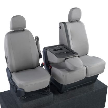 Picture of UK Custom Covers VW Crafter Cotton-Backed Front Seat Covers (2017 Onwards) Grey - Single/Double With Folding Middle Seat | SC308G