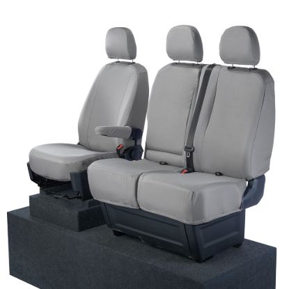 Picture of UK Custom Covers VW Crafter Cotton-Backed Front Seat Covers (2017 Onwards) Grey - Single/Double With Folding Middle Seat | SC308G