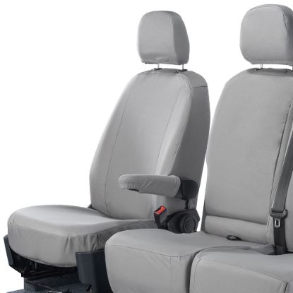 Picture of UK Custom Covers VW Crafter Cotton-Backed Front Seat Covers (2017 Onwards) Grey - Single/Double With Folding Middle Seat | SC308G