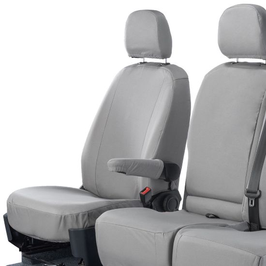 Picture of UK Custom Covers VW Crafter Cotton-Backed Front Seat Covers (2017 Onwards) Grey - Single/Double With Folding Middle Seat | SC308G