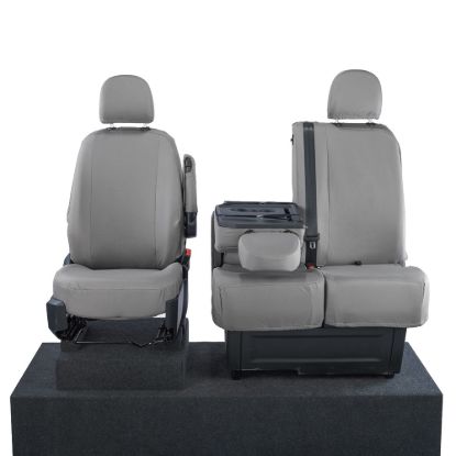 Picture of UK Custom Covers VW Crafter Cotton-Backed Front Seat Covers (2017 Onwards) Grey - Single/Double With Folding Middle Seat | SC308G