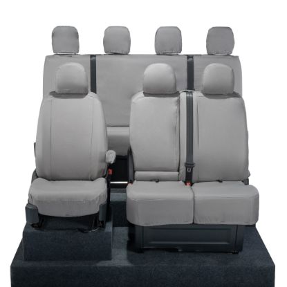 UK Custom Covers MAN TGE Front & Rear Seat Covers Cotton-Backed (2017 Onwards) Grey - With Front Folding Middle Seat