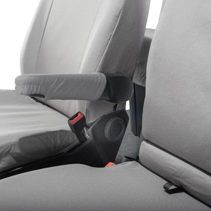 Picture of UK Custom Covers MAN TGE Front & Rear Seat Covers Cotton-Backed (2017 Onwards) Grey - With Front Folding Middle Seat | SC308G-416G