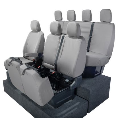 Picture of UK Custom Covers VW Crafter Cotton-Backed Front & Rear Seat Covers (2017 Onwards) Grey - Front Single/Double With Folding Middle Seat | SC308G-416G