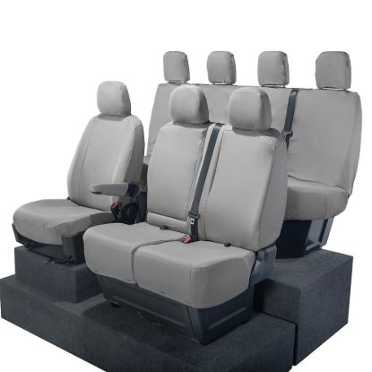 Picture of UK Custom Covers VW Crafter Cotton-Backed Front & Rear Seat Covers (2017 Onwards) Grey - Front Single/Double With Folding Middle Seat | SC308G-416G