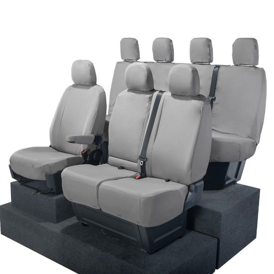 Picture of UK Custom Covers VW Crafter Cotton-Backed Front & Rear Seat Covers (2017 Onwards) Grey - Front Single/Double With Folding Middle Seat | SC308G-416G