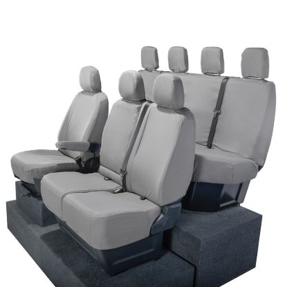 Picture of UK Custom Covers VW Crafter Cotton-Backed Front & Rear Seat Covers (2017 Onwards) Grey - Front Single/Double With Folding Middle Seat | SC308G-416G