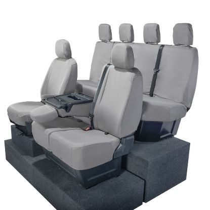 Picture of UK Custom Covers VW Crafter Cotton-Backed Front & Rear Seat Covers (2017 Onwards) Grey - Front Single/Double With Folding Middle Seat | SC308G-416G