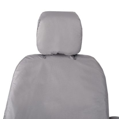 Picture of UK Custom Covers Ford Transit Custom Seat Covers Cotton-Backed PU (2023+) - Front (single/Double WITH pull Down Tray / Grey | SC334G