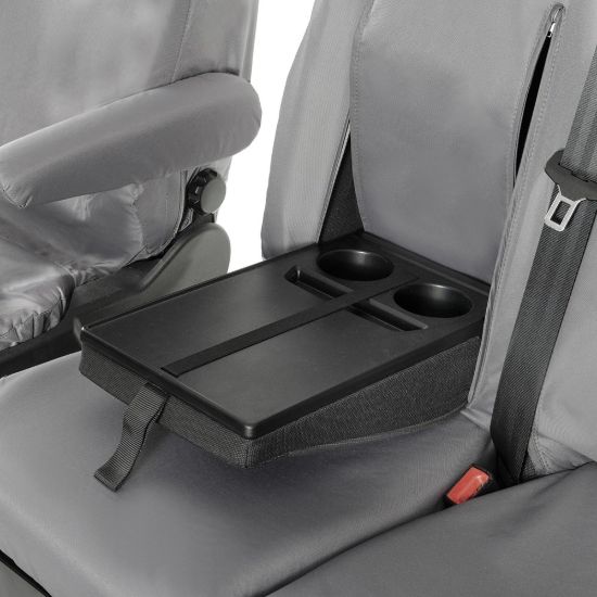 Picture of UK Custom Covers Ford Transit Custom Seat Covers Cotton-Backed PU (2023+) - Front (single/Double WITH pull Down Tray / Grey | SC334G