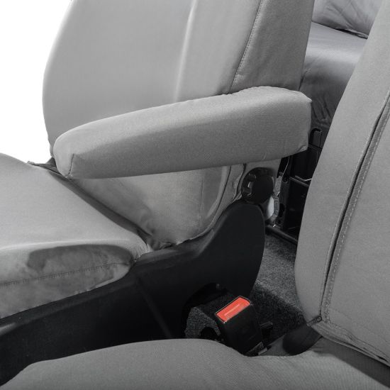 Picture of UK Custom Covers Ford Transit Custom Seat Covers Cotton-Backed PU (2023+) - Front & Rear (6 Seat With Front Pull Down Tray) - Grey | SC334G-131G