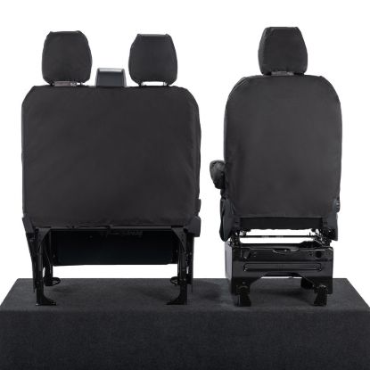 Picture of UK Custom Covers Ford Transit Custom Seat Covers Cotton-Backed PU (2023+) - Front (single/Double NO pull Down Tray / Black | SC335B