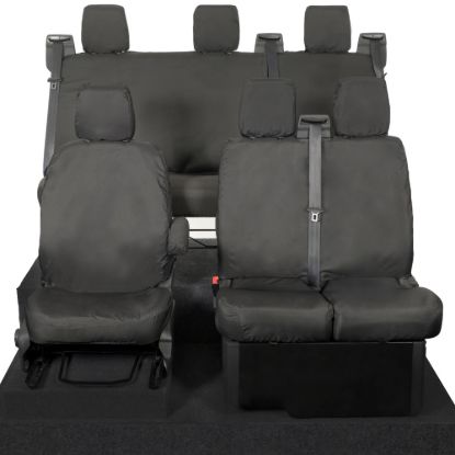 Picture of UK Custom Covers Ford Transit Custom Seat Covers Cotton-Backed PU (2023+) - Front & Rear (6 Seat With Front No Down Tray) - Black | SC335B-131B