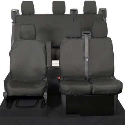 Picture of UK Custom Covers Ford Transit Custom Seat Covers Cotton-Backed PU (2023+) - Front & Rear (6 Seat With Front No Down Tray) - Black | SC335B-131B