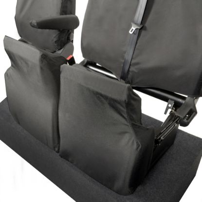 Picture of UK Custom Covers Ford Transit Custom Seat Covers Cotton-Backed PU (2023+) - Front & Rear (6 Seat With Front No Down Tray) - Black | SC335B-131B