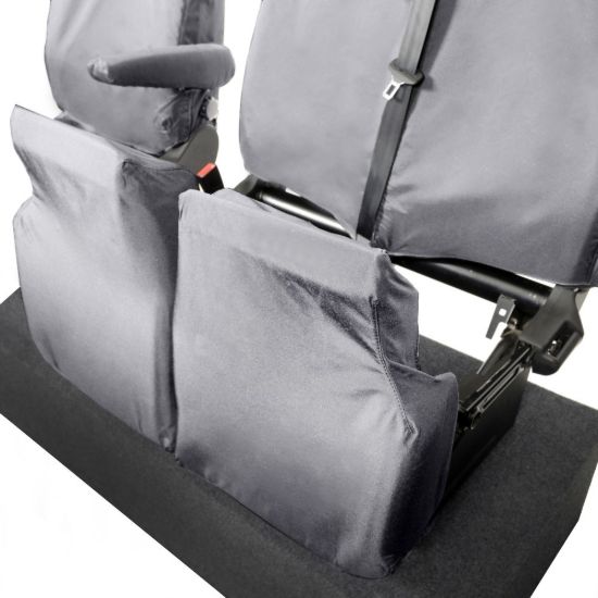 Picture of UK Custom Covers Ford Transit Custom Seat Covers Cotton-Backed PU (2023+) - Front (single/Double NO pull Down Tray / Grey | SC335G