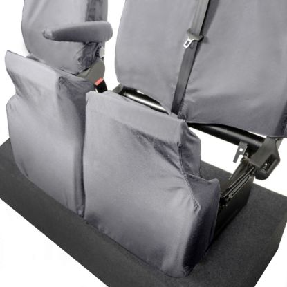 Picture of UK Custom Covers Ford Transit Custom Seat Covers Cotton-Backed PU (2023+) - Front & Rear (6 Seat With Front No Down Tray) - Grey | SC335G-131G
