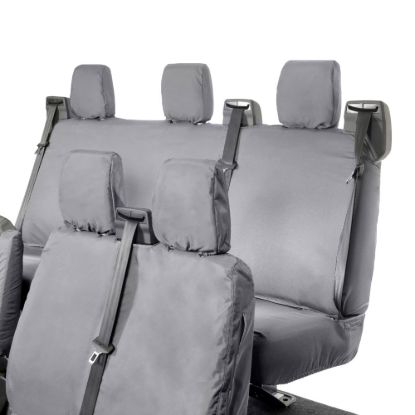 Picture of UK Custom Covers Ford Transit Custom Seat Covers Cotton-Backed PU (2023+) - Front & Rear (6 Seat With Front No Down Tray) - Grey | SC335G-131G