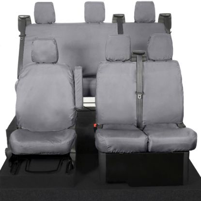 Picture of UK Custom Covers Ford Transit Custom Seat Covers Cotton-Backed PU (2023+) - Front & Rear (6 Seat With Front No Down Tray) - Grey | SC335G-131G