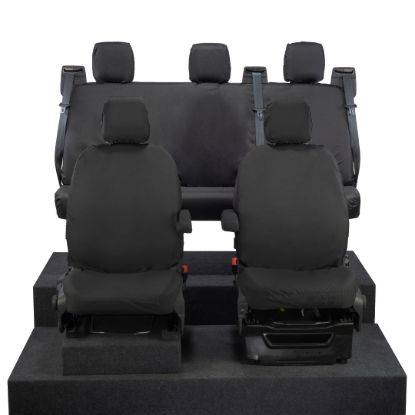 UK Custom Covers Ford Transit Custom Seat Covers Cotton-Backed PU (2023+) - Front & Rear (5 Seats) - Black