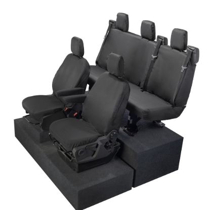 Picture of UK Custom Covers Ford Transit Custom Seat Covers Cotton-Backed PU (2023+) - Front & Rear (5 Seats) - Black | SC336B-131B