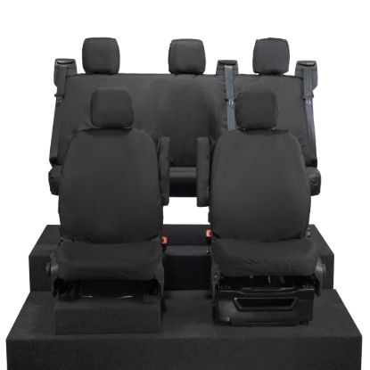 Picture of UK Custom Covers Ford Transit Custom Seat Covers Cotton-Backed PU (2023+) - Front & Rear (5 Seats) - Black | SC336B-131B