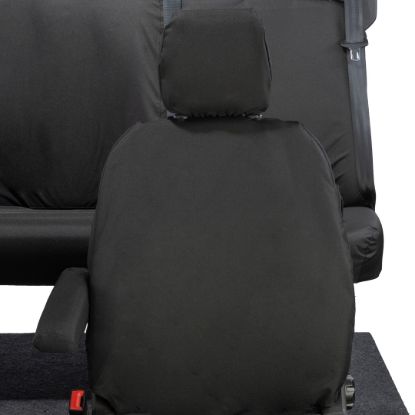 Picture of UK Custom Covers Ford Transit Custom Seat Covers Cotton-Backed PU (2023+) - Front & Rear (5 Seats) - Black | SC336B-131B