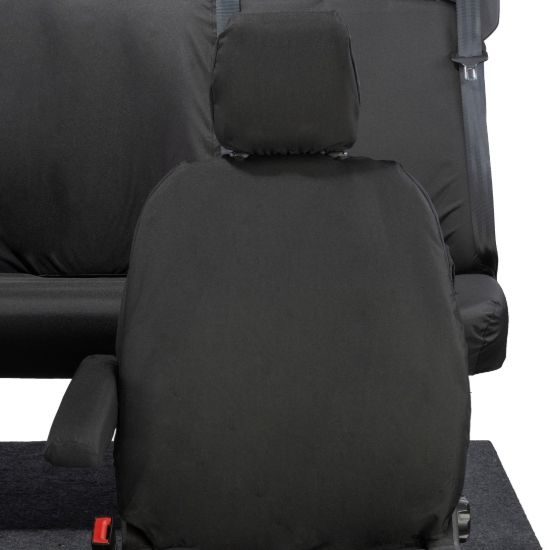 Picture of UK Custom Covers Ford Transit Custom Seat Covers Cotton-Backed PU (2023+) - Front & Rear (5 Seats) - Black | SC336B-131B