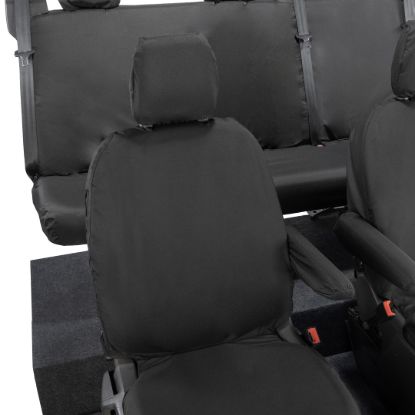 Picture of UK Custom Covers Ford Transit Custom Seat Covers Cotton-Backed PU (2023+) - Front & Rear (5 Seats) - Black | SC336B-131B