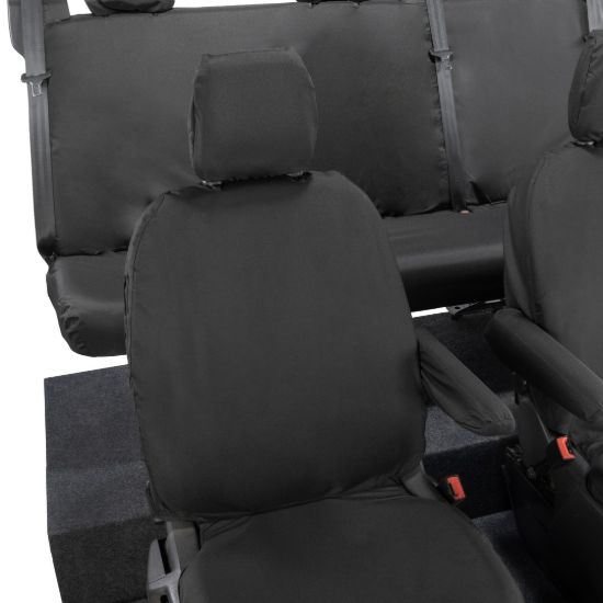 Picture of UK Custom Covers Ford Transit Custom Seat Covers Cotton-Backed PU (2023+) - Front & Rear (5 Seats) - Black | SC336B-131B