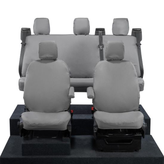 UK Custom Covers Ford Transit Custom Seat Covers Cotton-Backed PU (2023+) - Front & Rear (5 seats) - Grey