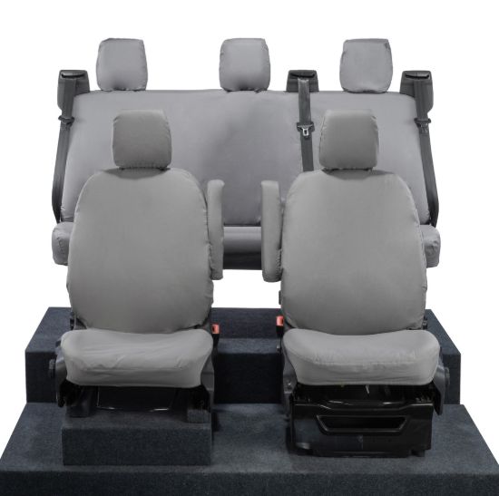 Picture of UK Custom Covers Ford Transit Custom Seat Covers Cotton-Backed PU (2023+) - Front & Rear (5 seats) - Grey | SC336G-131G