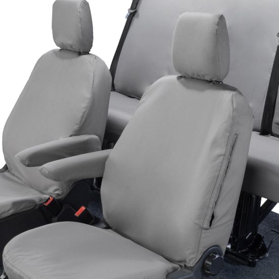 Picture of UK Custom Covers Ford Transit Custom Seat Covers Cotton-Backed PU (2023+) - Front & Rear (5 seats) - Grey | SC336G-131G