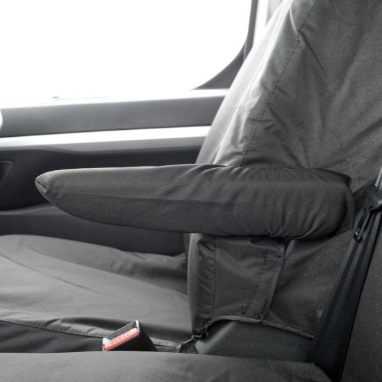 Picture of UK Custom Covers Vauxhall Vivaro Seat Covers Cotton-Backed PU (2019 Onwards) - Front Single/Double NO Split Passenger Base NO Pull Down Tray | SC367B